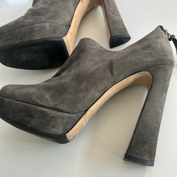 Miu Miu Suede Ankle Boots with Platform Heels Grey Color Square Toe size 37 / 7 - Picture 5 of 16